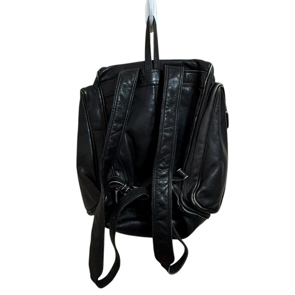 Frye black leather backpack commuter bag travel natural distressed biker school - Picture 2 of 9